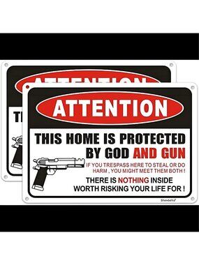 2 Pack Gun Signs This Home is Protected By GOD and Gun Rust Free Aluminum10"x 7"